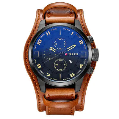CURREN 8225 Men's Large Dial Leather Sports Watch