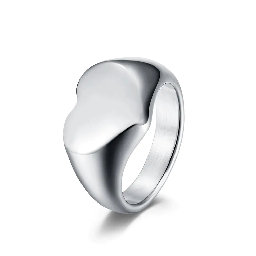 Unisex Titanium Steel Heart Shaped Love Ring