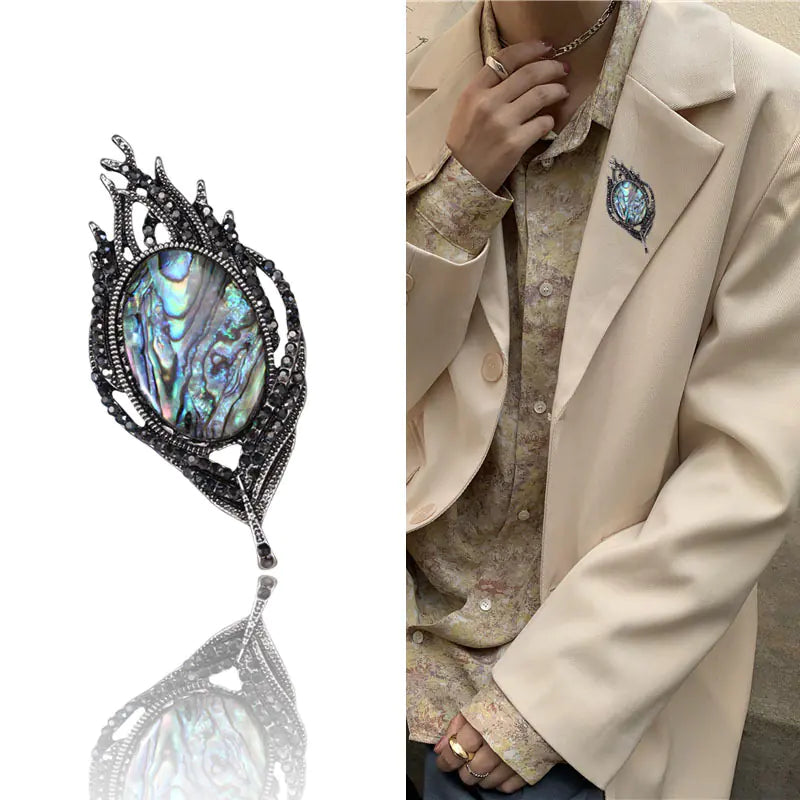 Fashionable Natural Abalone Shell Feather Brooch for Women