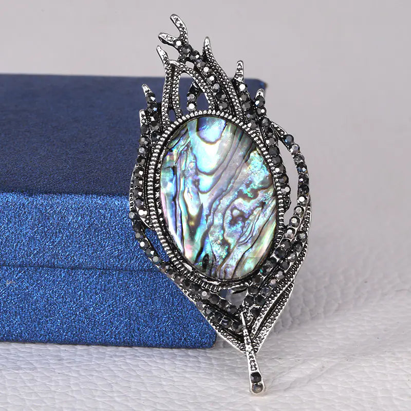 Fashionable Natural Abalone Shell Feather Brooch for Women