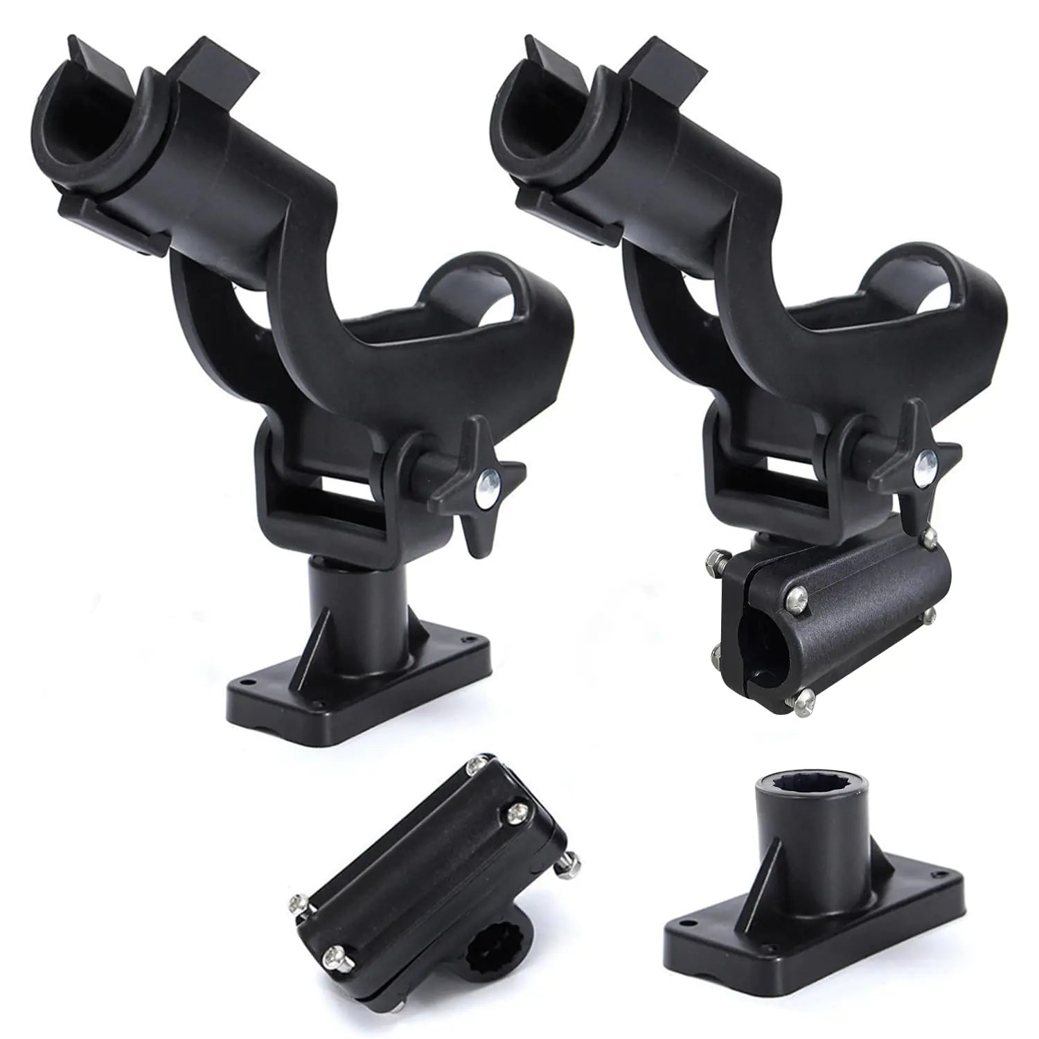 LBW Boat Fishing Rod Holders Side Deck Mount Kayak Rod Holder Adjustable Fishing Pole Holders for Boat Canoe Rail Mount 2 Pack
