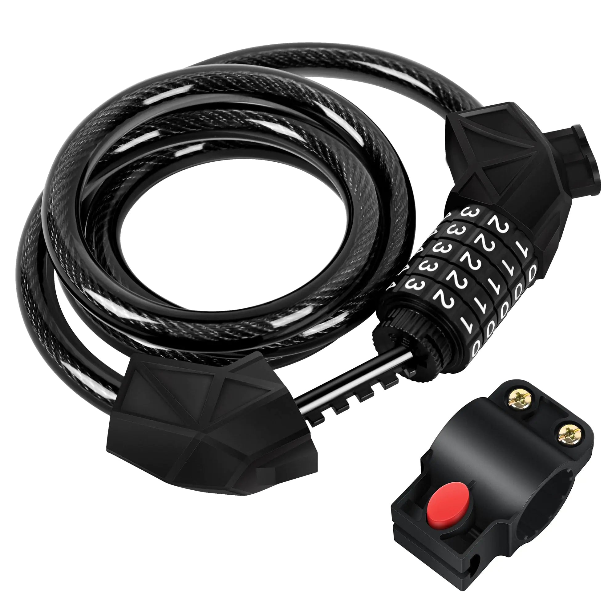 Qlaway Ebike Electric Bike Cable Lock Resettable 4 Feet Cable Lock for Electic Bicycle Electric Scooter Motorcycle with Mounting Bracket