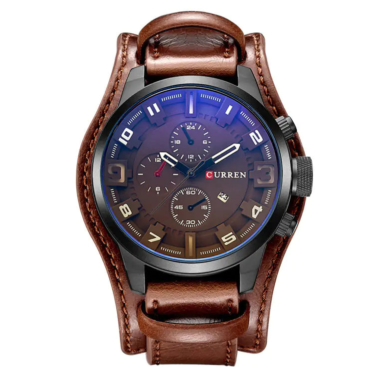CURREN 8225 Men's Large Dial Leather Sports Watch