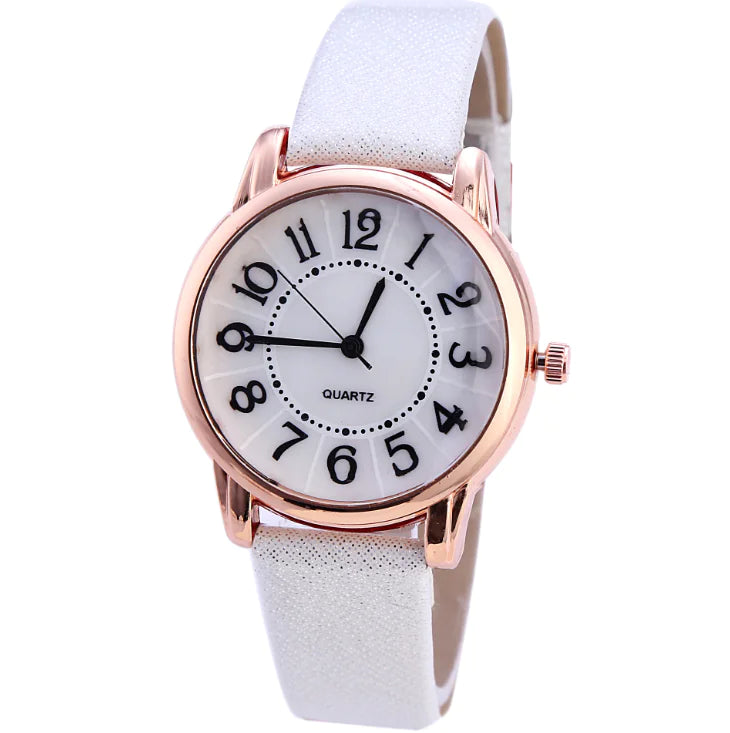 Women's Fashion Quartz Watch with Leather Strap