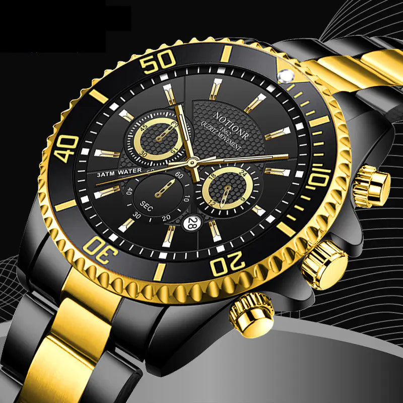 Luxury Green Gold Men's Waterproof Luminous Watch