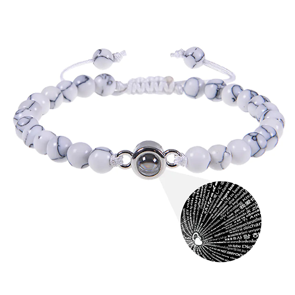 Frosted Stone White Turquoise Couple Bracelets