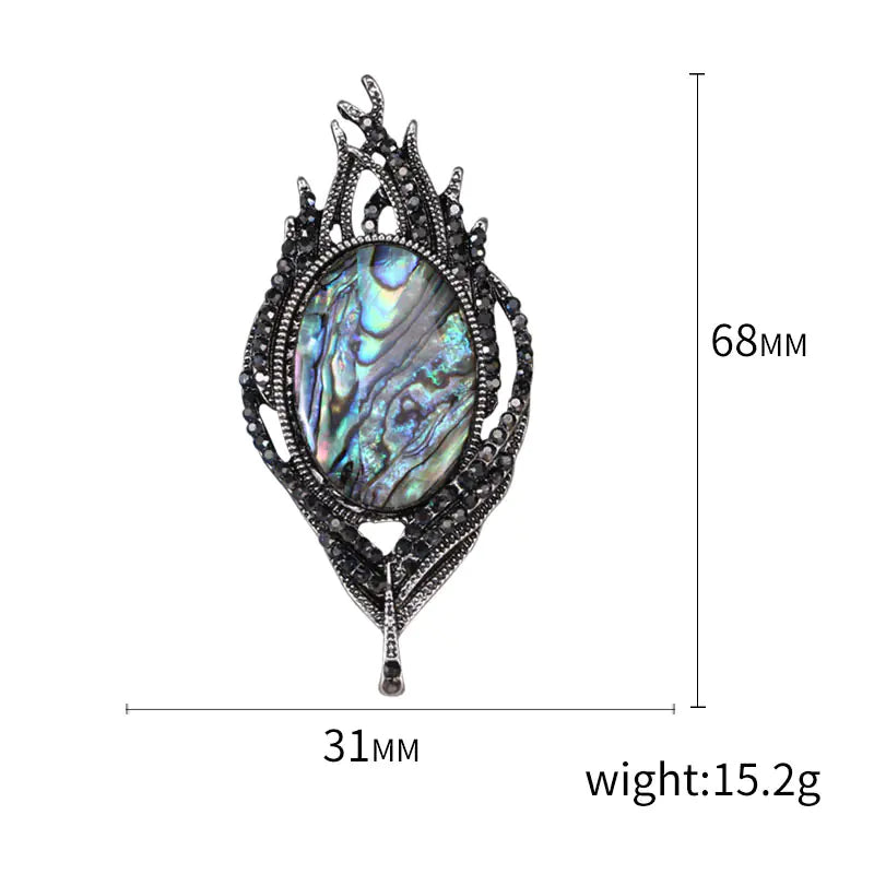 Fashionable Natural Abalone Shell Feather Brooch for Women