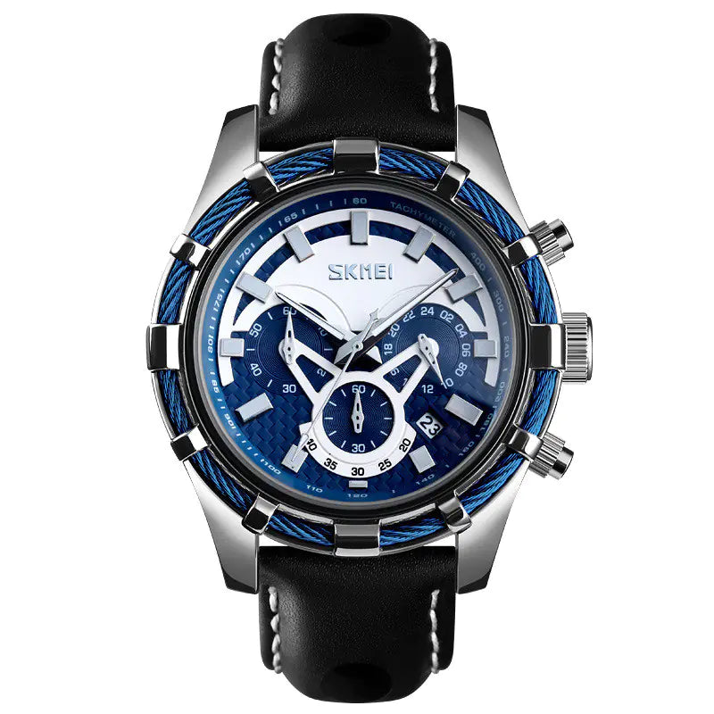 Luminous Multi-Function Quartz Leather Men's Watch