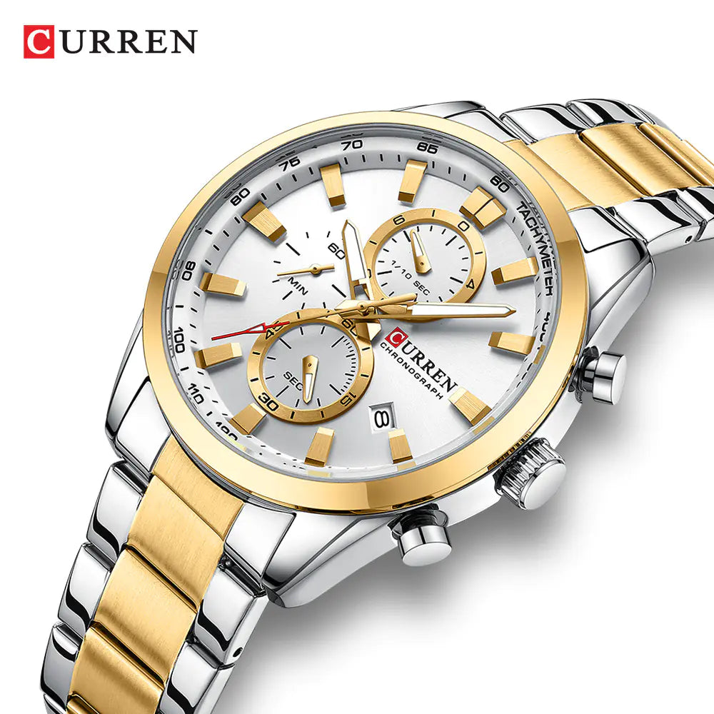 Curren 8445 Men's Quartz Watch with Calendar and Steel Band