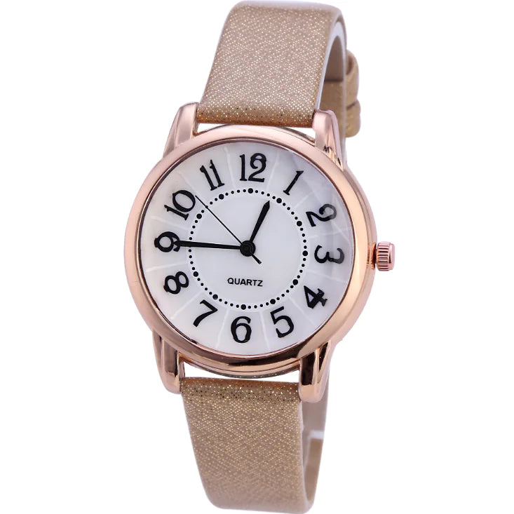 Women's Fashion Quartz Watch with Leather Strap
