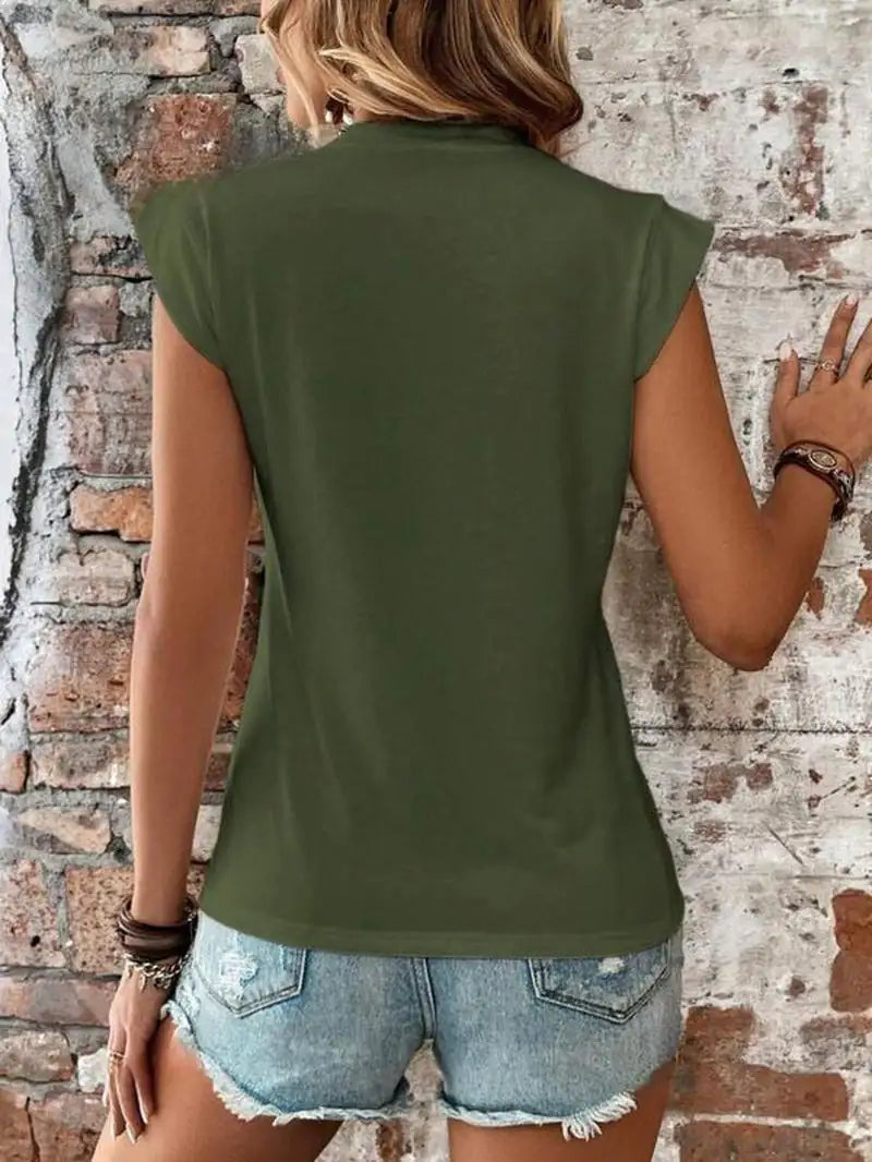 Women's Plain round Neck Batwing Sleeve Tee, Casual Cap Sleeve T-Shirt for Summer, Ladies Clothes for Daily Wear