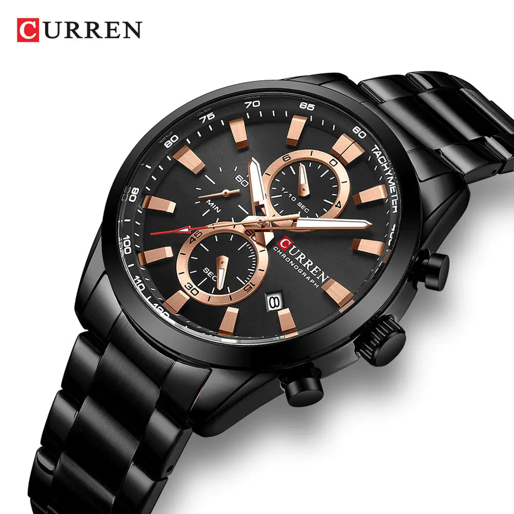 Curren 8445 Men's Quartz Watch with Calendar and Steel Band