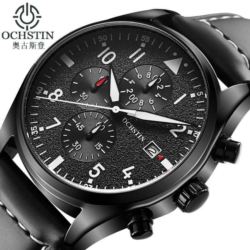 Mens Business Watches Luxury Waterproof Chronograph Watch