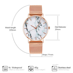 Fashion Rose Gold Mesh Band Marble Female Wrist Watch Luxury Women Quartz Watches Gifts Relogio Feminino